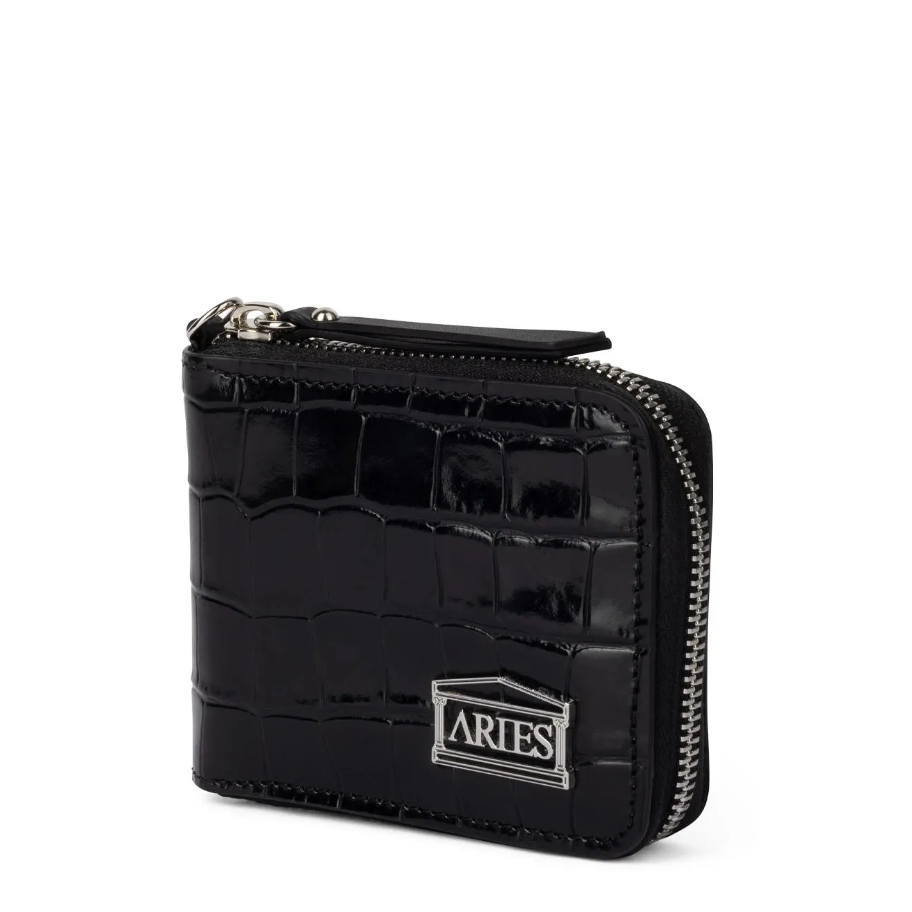 Aries Croc Studded Bobby Wallet Black