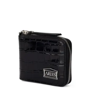 Aries Croc Studded Bobby Wallet Black