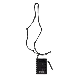 Aries Croc Studded Card Holder Black