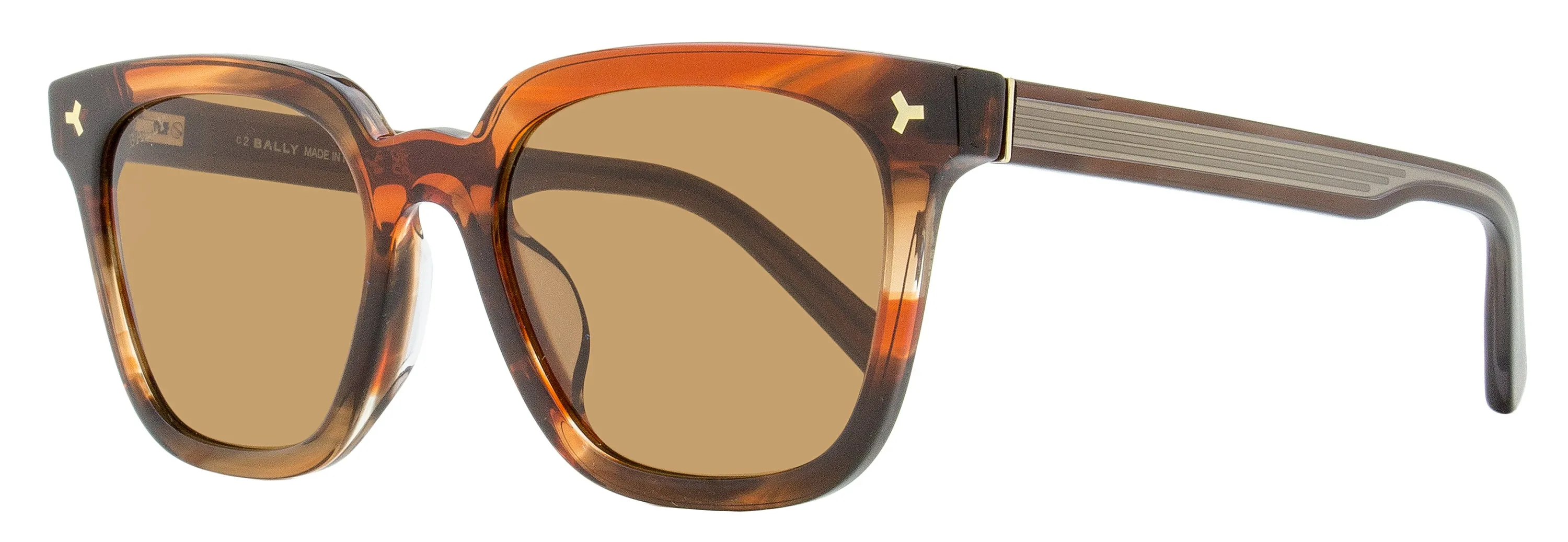 Bally Unisex Square Sunglasses BY0085H 50E Brown Melange 54mm