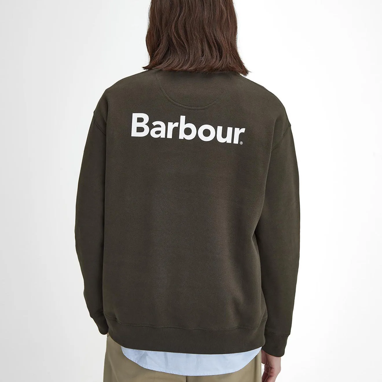 Barbour Brushed Nicholas OS Crew Neck Sweatshirt Sage