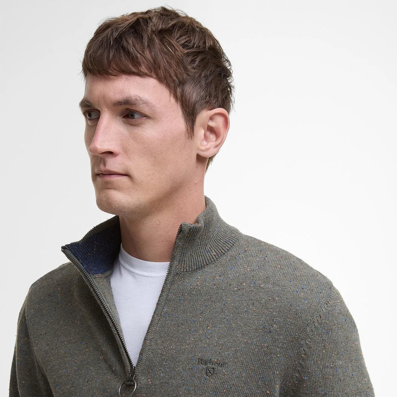Barbour Cotton Tainsbury Half Zip Sweater Olive