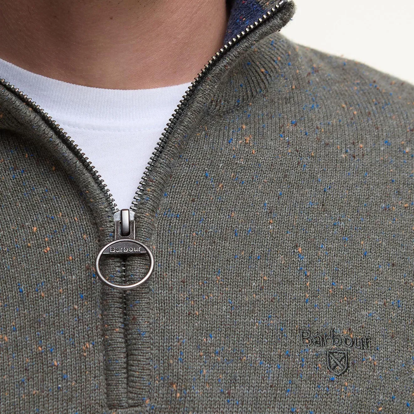 Barbour Cotton Tainsbury Half Zip Sweater Olive