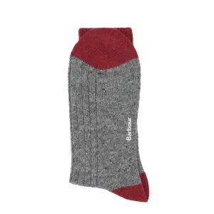 Barbour Houghton Socks Mid Grey/Red