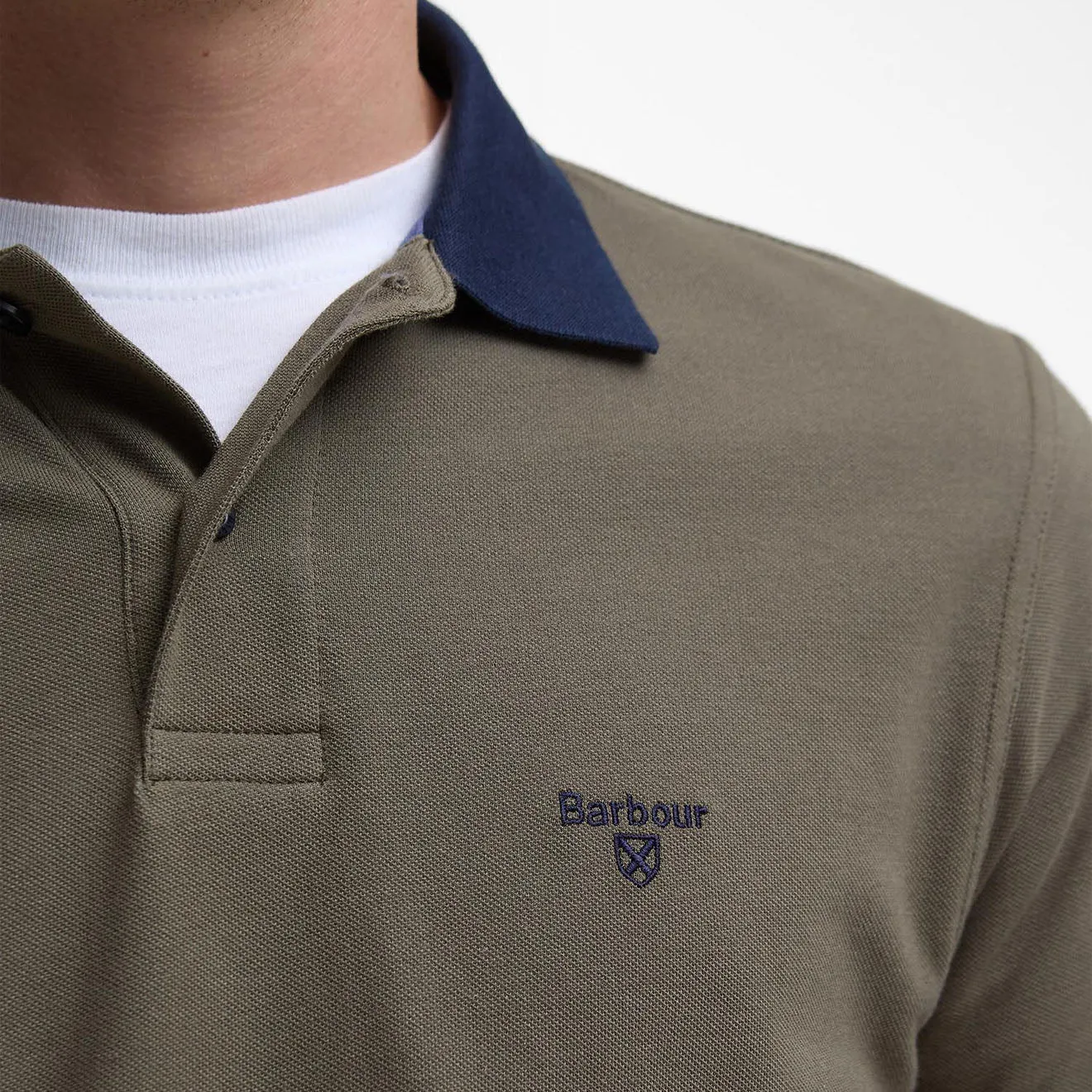 Barbour Lynmouth Tipped Tailored Fit Polo Shirt Uniform Green