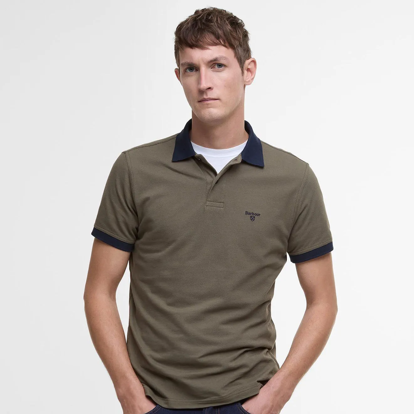 Barbour Lynmouth Tipped Tailored Fit Polo Shirt Uniform Green