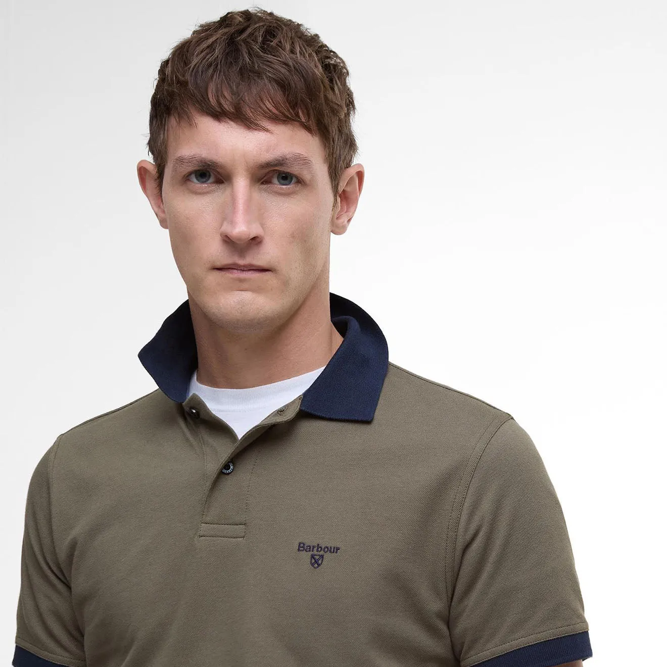 Barbour Lynmouth Tipped Tailored Fit Polo Shirt Uniform Green