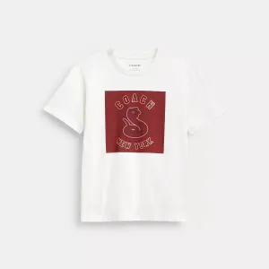 Coach Outlet New Year Signature Square T Shirt In Organic Cotton With Snake Graphic