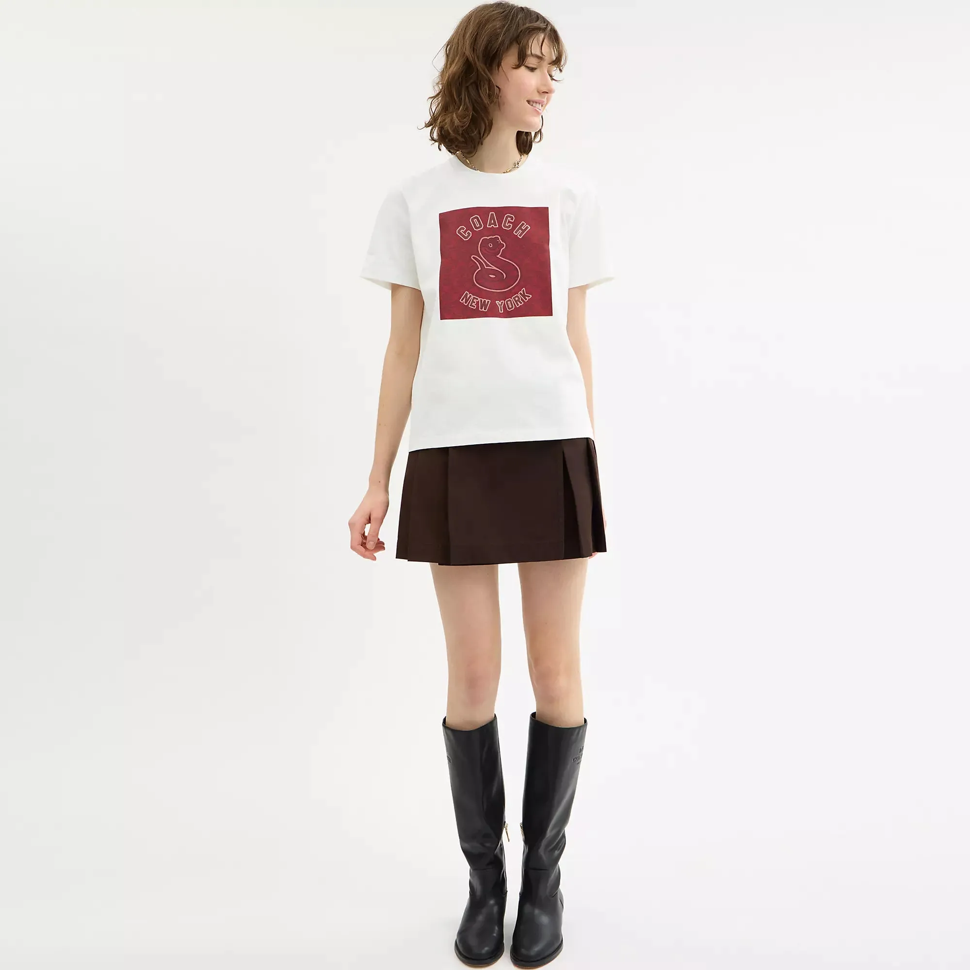 Coach Outlet New Year Signature Square T Shirt In Organic Cotton With Snake Graphic