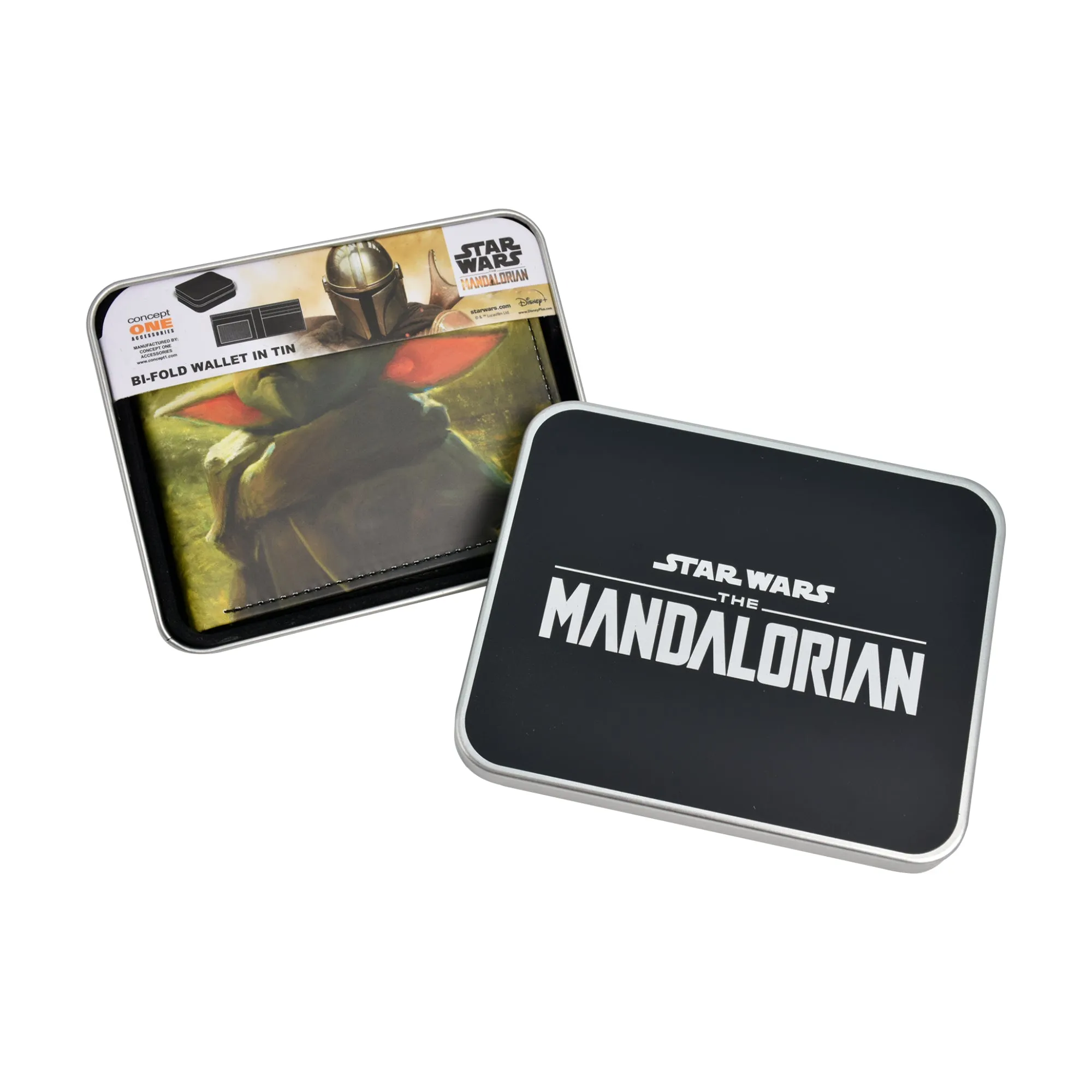 Disney Star Wars Grogu Wallet, The Mandalorian Slim Bifold Wallet with Decorative Tin Case