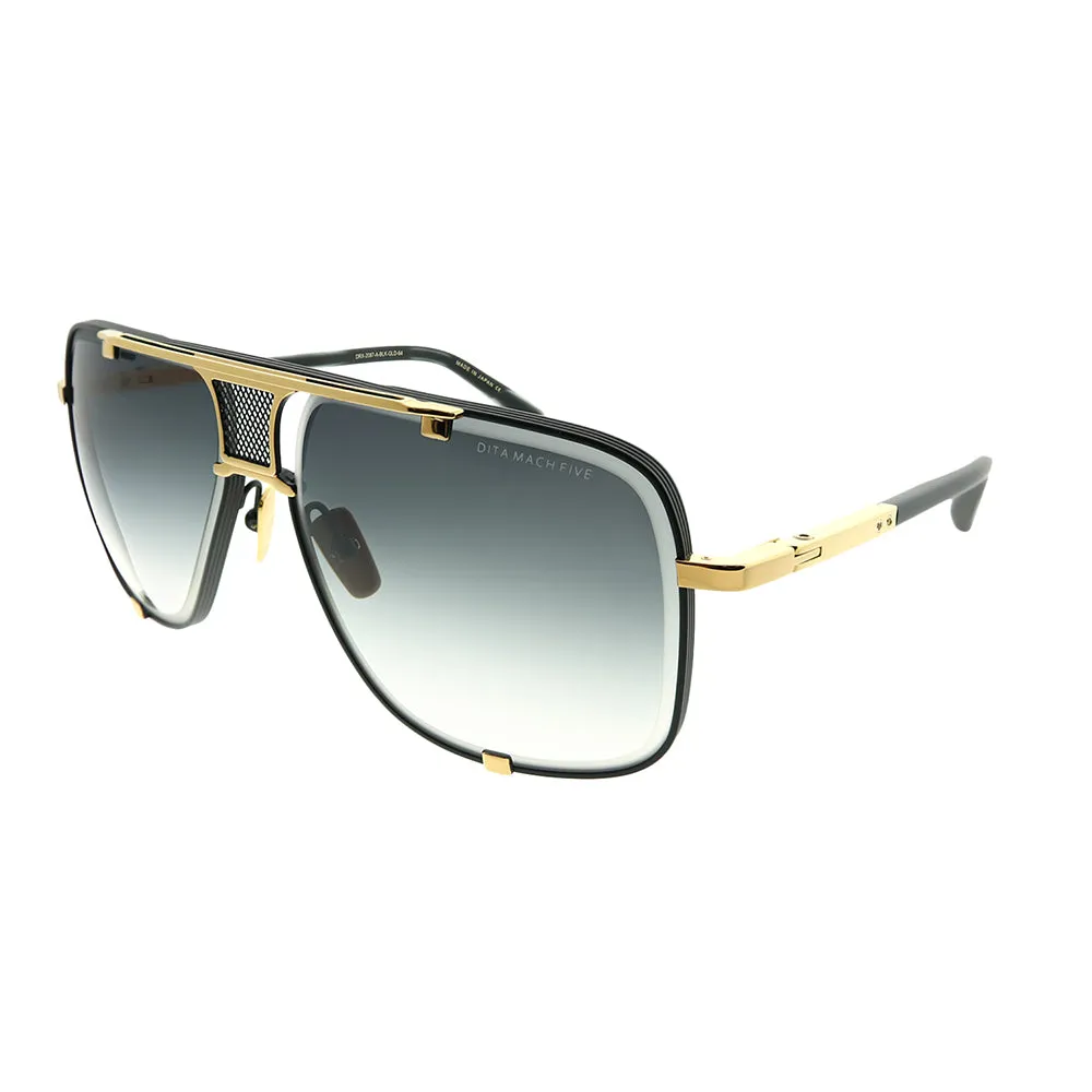Dita Mach-Five DRX-2087-A-BLK-GLD-64 Unisex Aviator Sunglasses