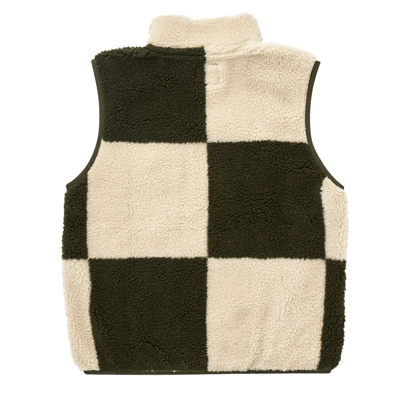 Gramicci Womens Checkered Sherpa Vest Natural / Olive Check