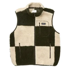 Gramicci Womens Checkered Sherpa Vest Natural / Olive Check