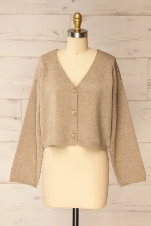Joona | Cropped Taupe Cardigan