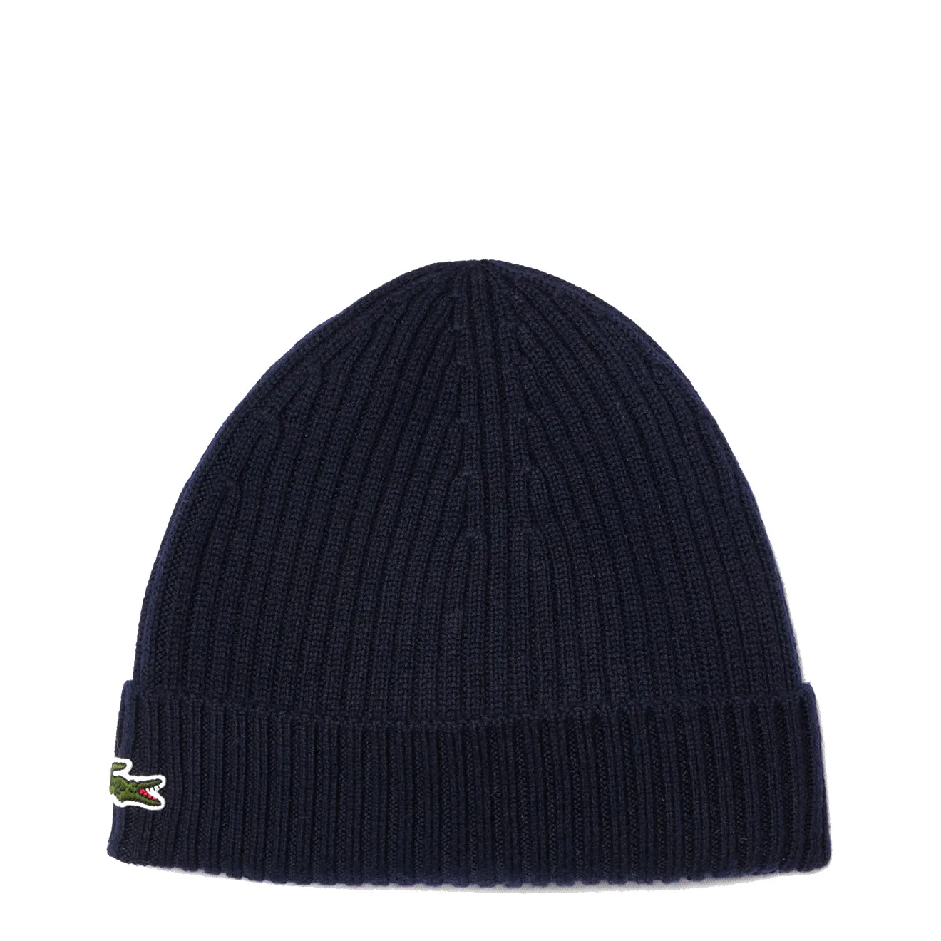 Lacoste Rib Knit Brushed Wool Beanie Navy Blue