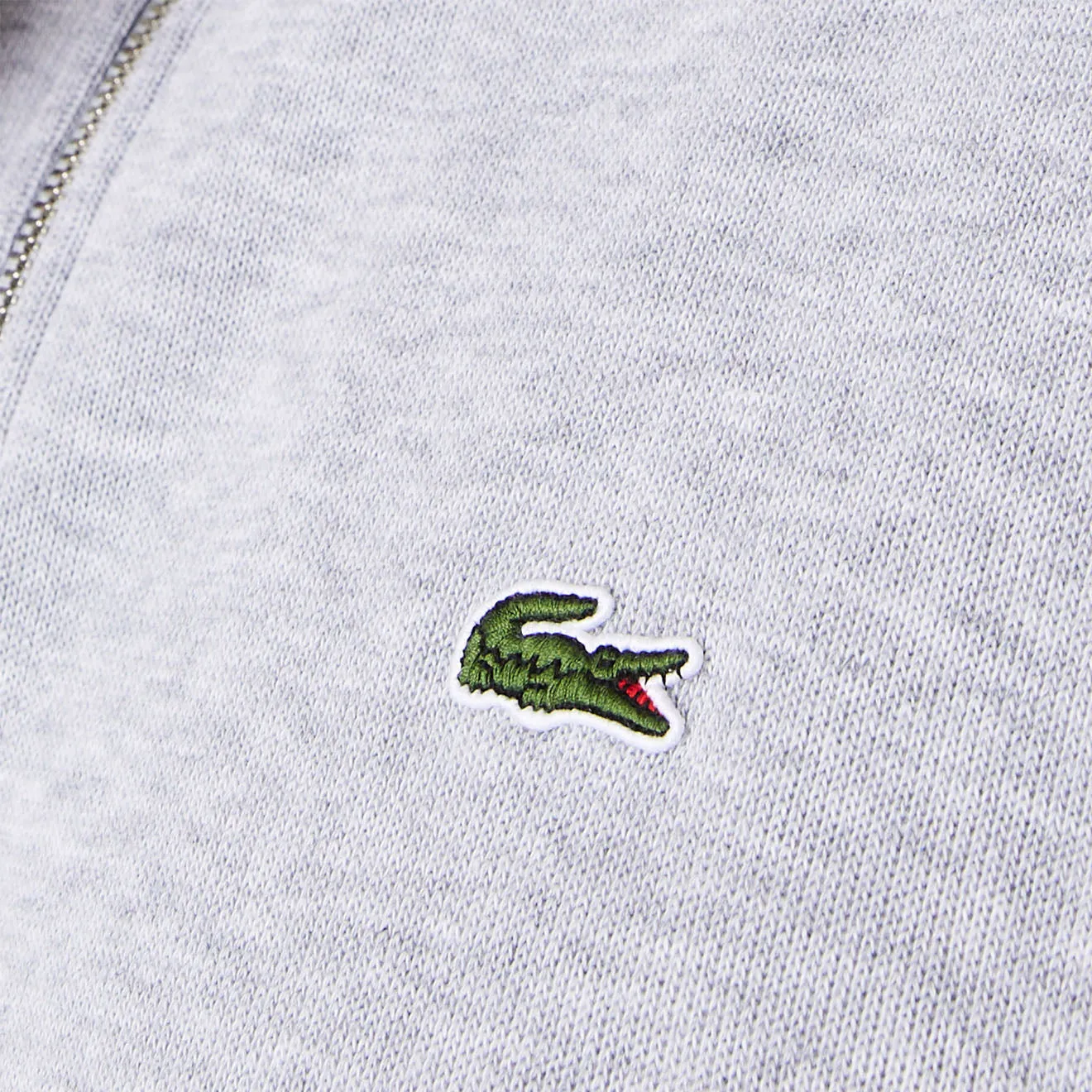 Lacoste Zip-Up High Neck Interlock Sweatshirt Light Heathered Grey