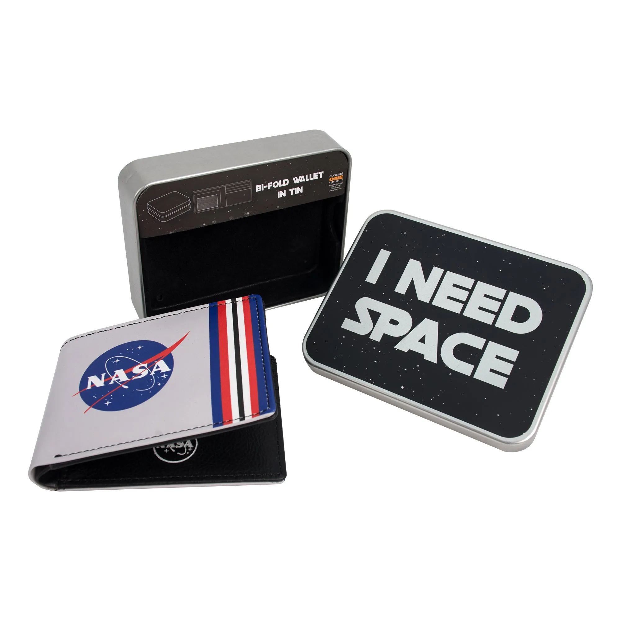 NASA LOGO Bifold Wallet in a Decorative Tin Case, Multi