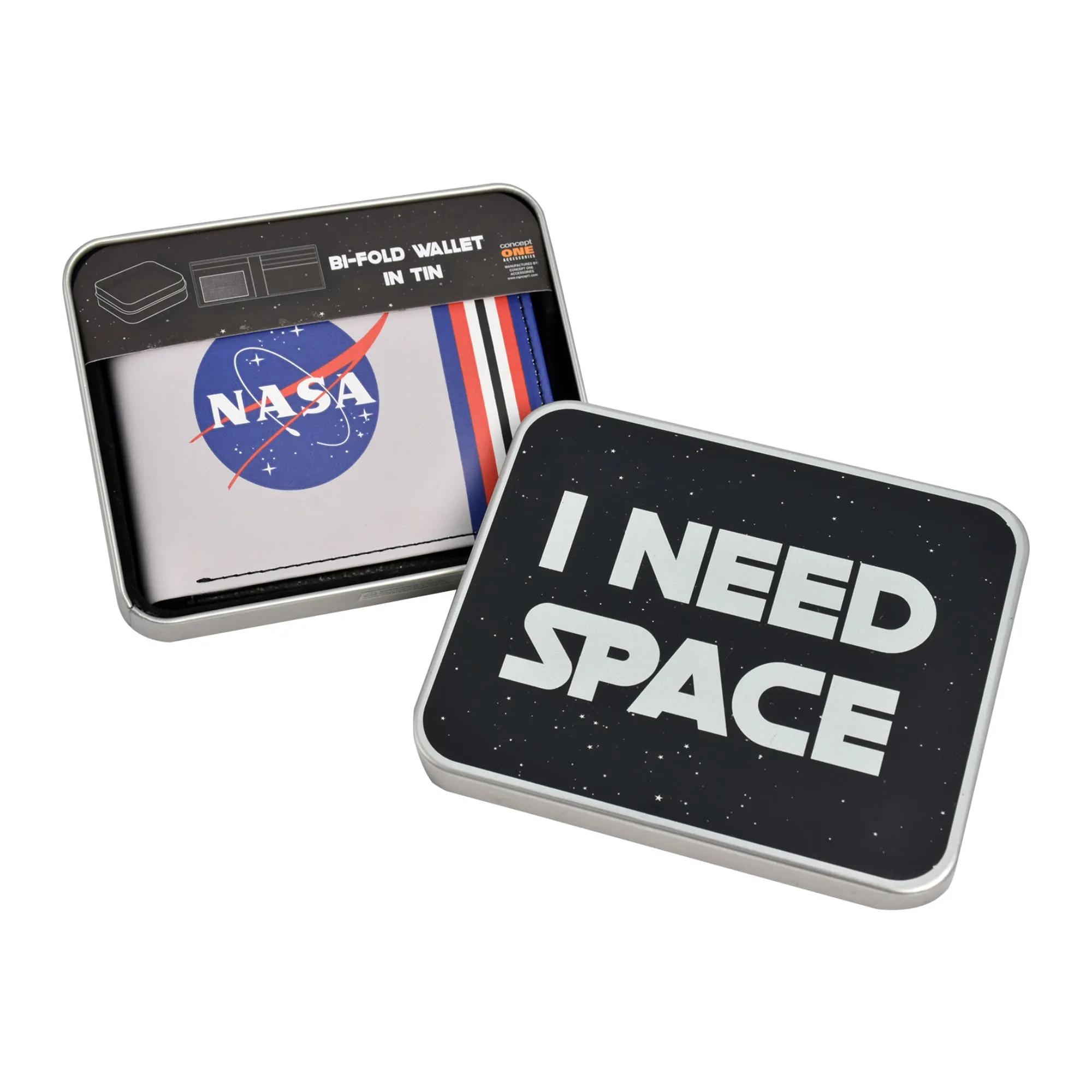 NASA LOGO Bifold Wallet in a Decorative Tin Case, Multi