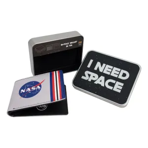 NASA LOGO Bifold Wallet in a Decorative Tin Case, Multi