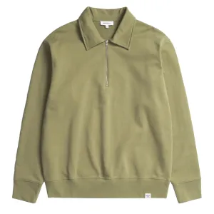 Norse Projects Ketel Relaxed Organic Half Zip Moss Green