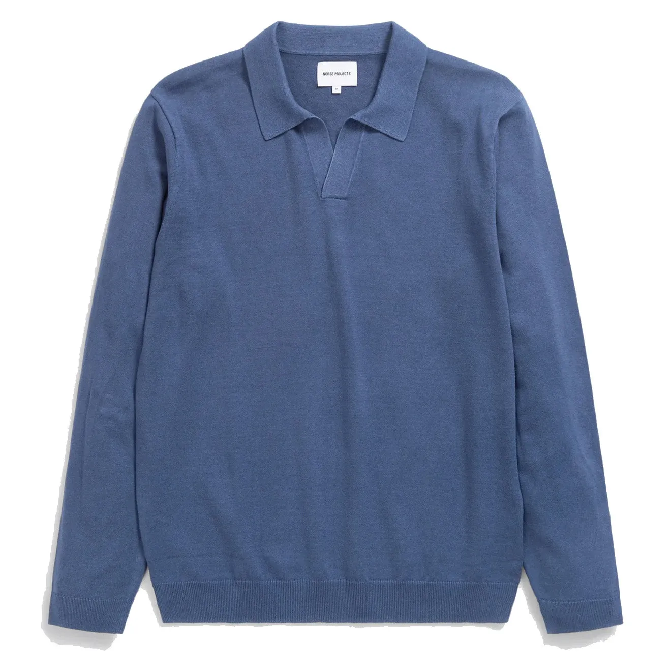 Norse Projects Leif Cotton Linen LS Polo Shirt Calcite Blue