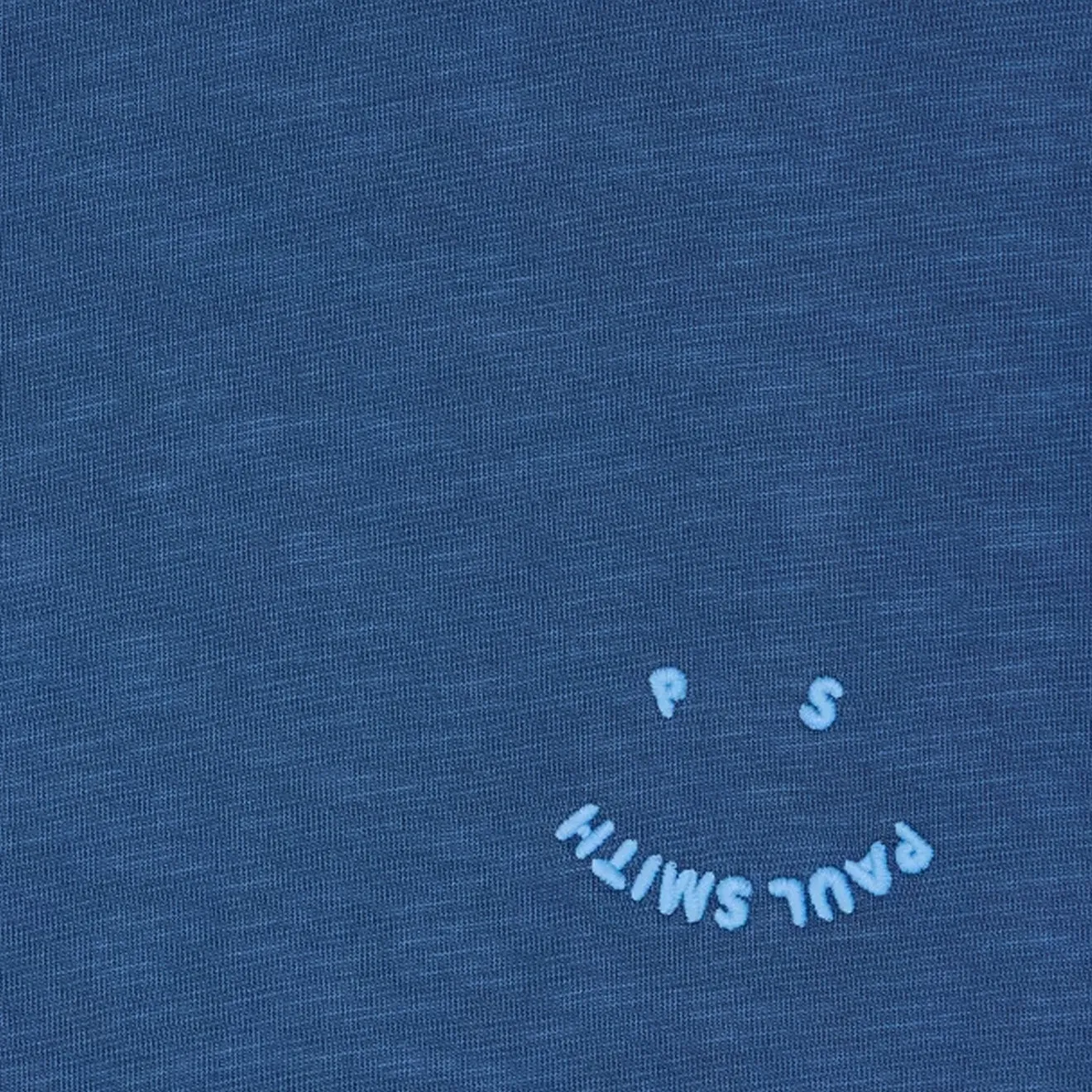 Paul Smith Blanket-Stitch Happy T-Shirt BLue