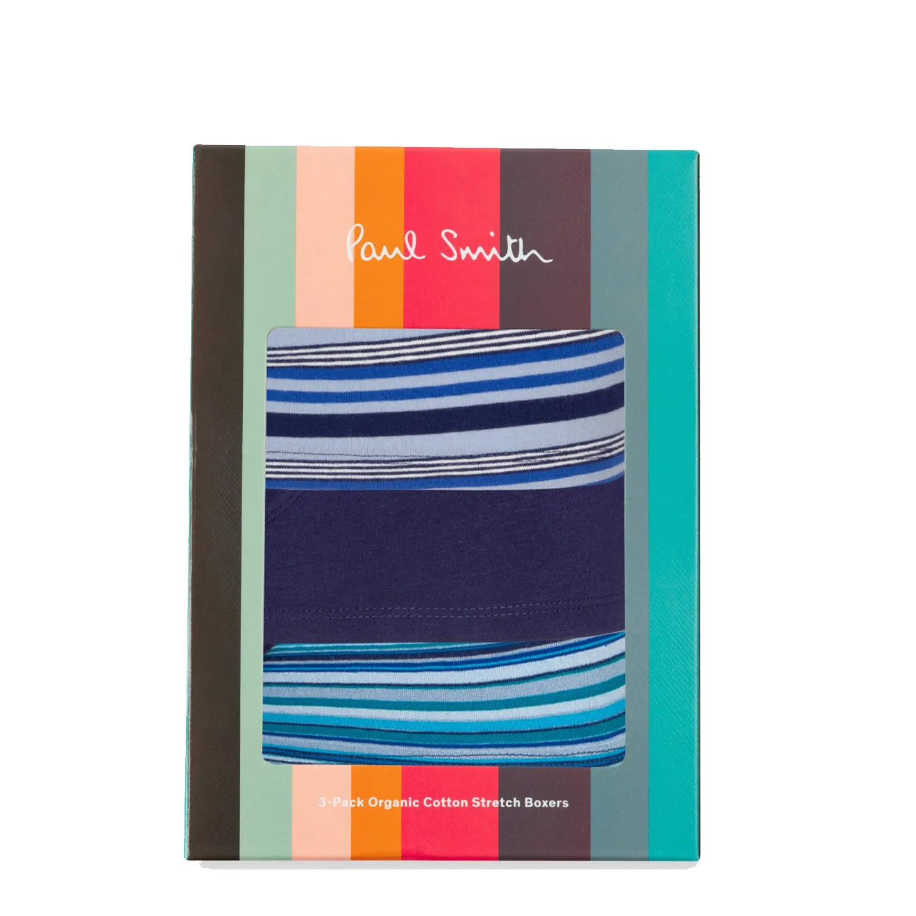 Paul Smith Cotton-Blend Mixed Boxer Briefs Three Pack Navy Stripe