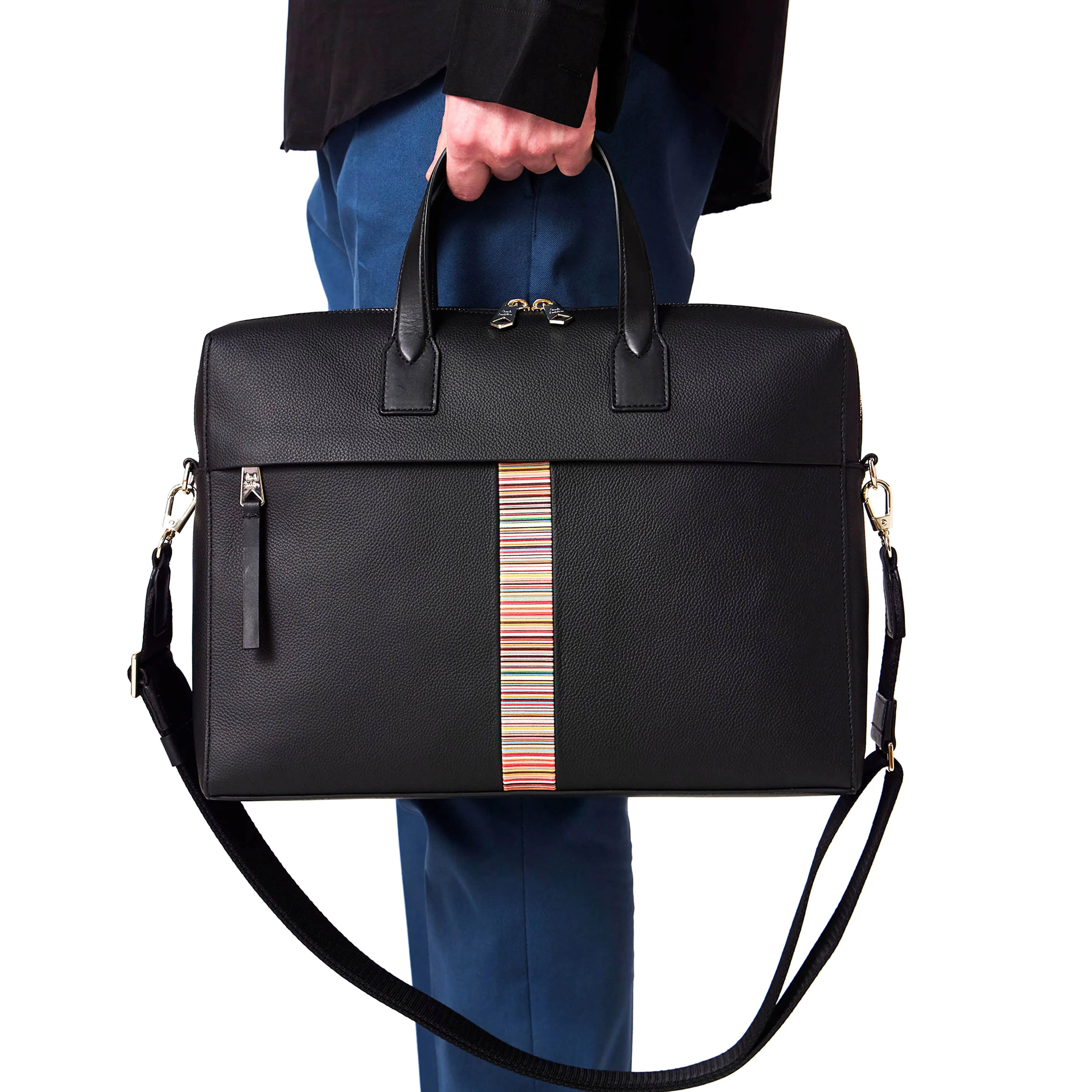Paul Smith Signature Stripe Folio Bag Black