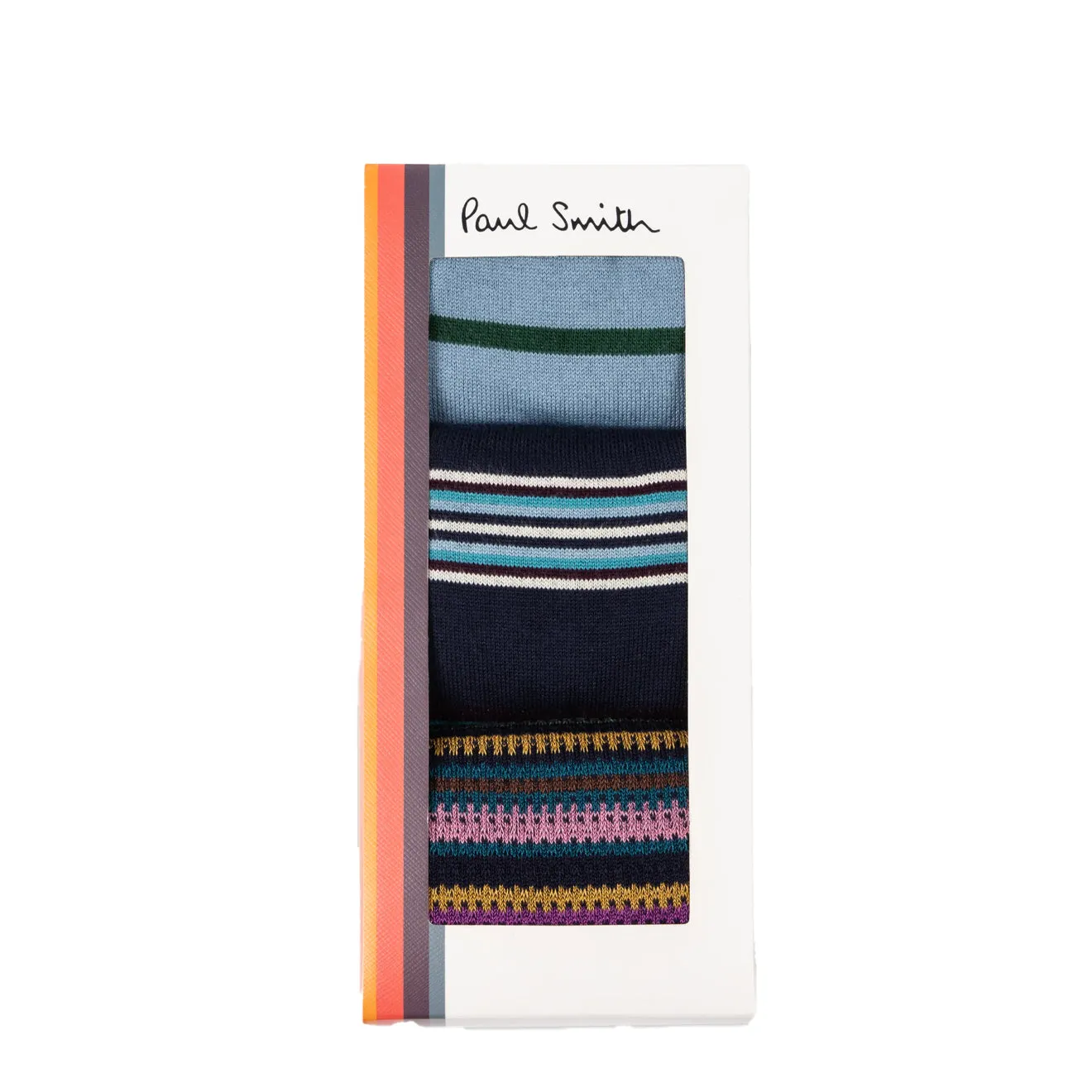 Paul Smith Stripe Socks Three Pack Navy Mix