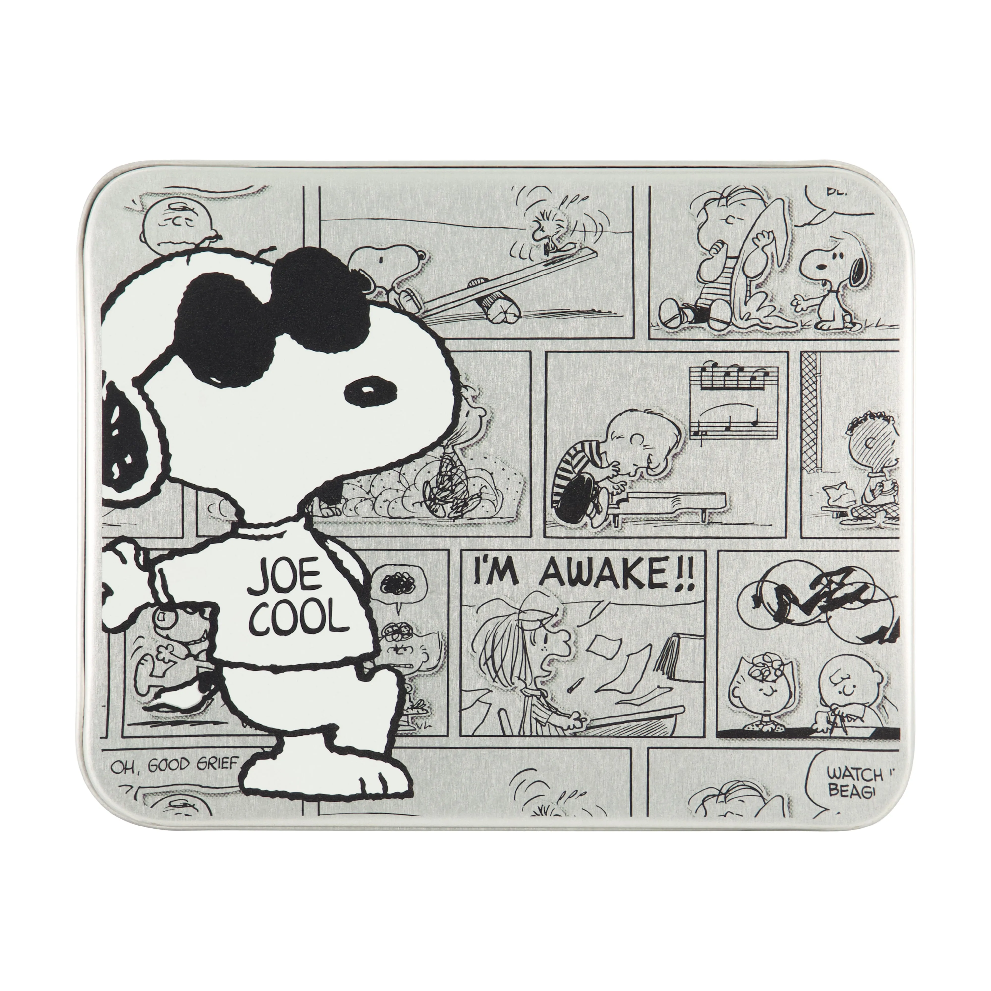 PEANUTS JOE COOL COMIC AOP Bifold Wallet, Slim Wallet with Decorative Tin for Men and Women