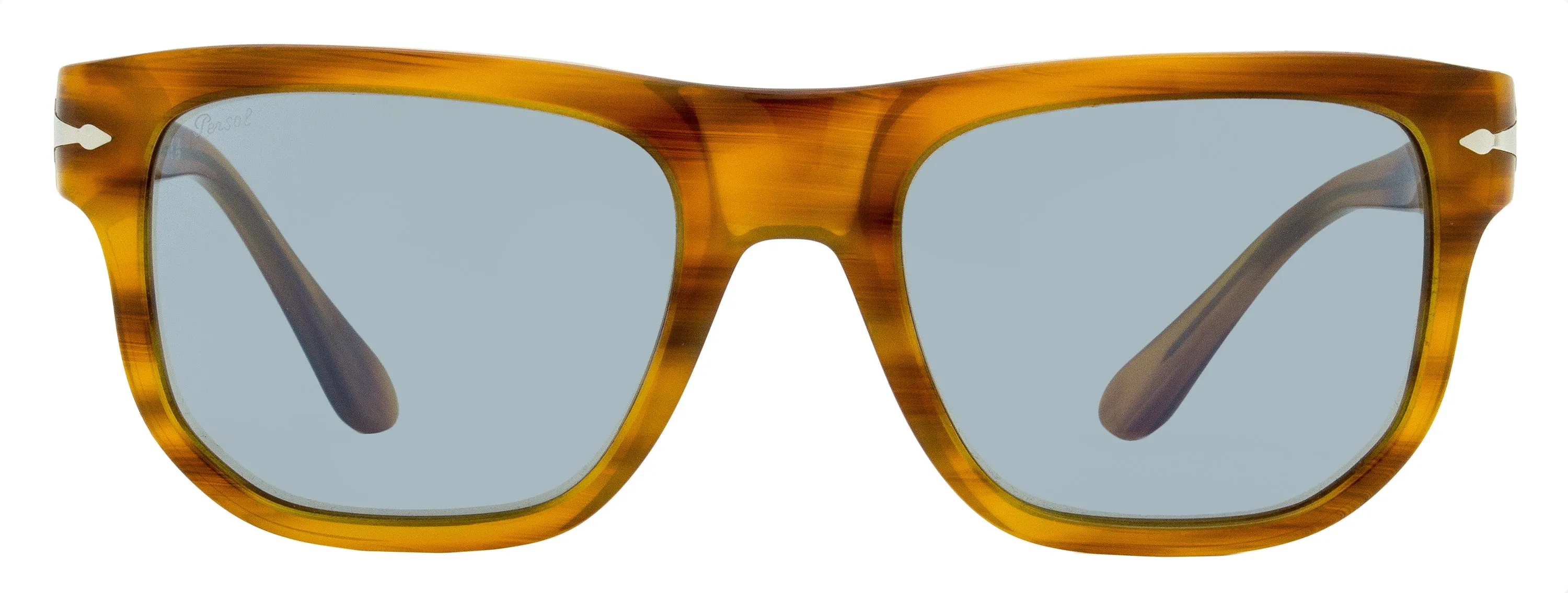 Persol Unisex Square Sunglasses PO3306S 960/56 Striped Brown  52mm