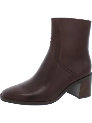 Reformation Erica Womens Leather Stacked Heel Ankle Boots
