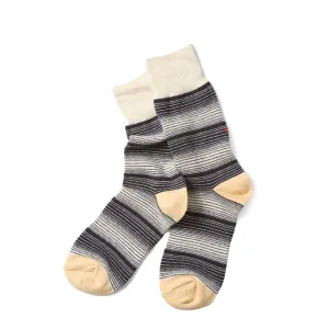 Rototo Multi Stripe Sock Charcoal
