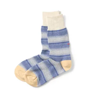 Rototo Multi Stripe Sock Light Blue