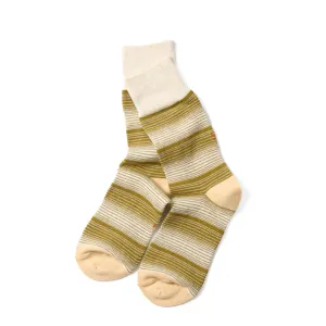 Rototo Multi Stripe Sock Light Olive