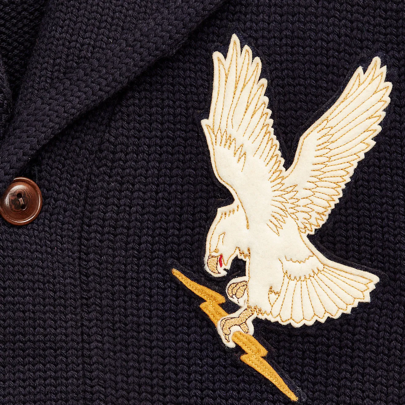 RRL by Ralph Lauren Appliqued Wool Cardigan Navy