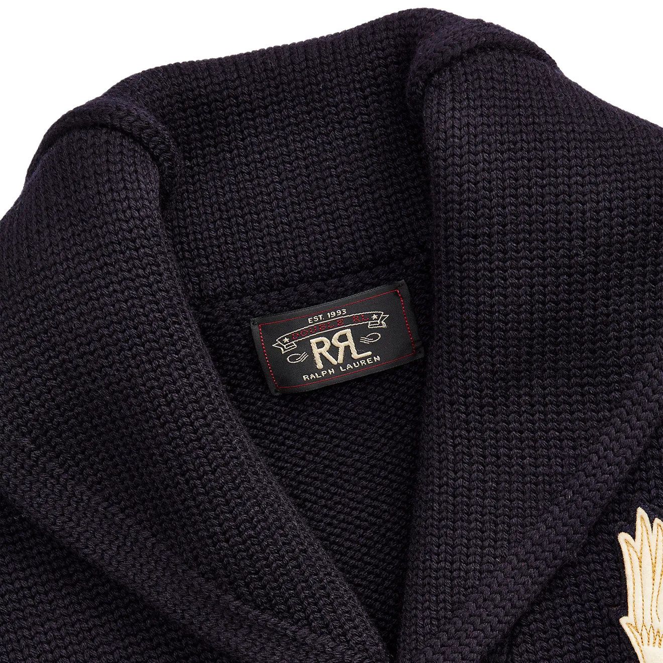 RRL by Ralph Lauren Appliqued Wool Cardigan Navy