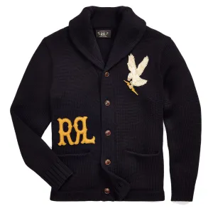 RRL by Ralph Lauren Appliqued Wool Cardigan Navy