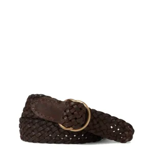 RRL by Ralph Lauren Braided Leather Belt Dark Brown