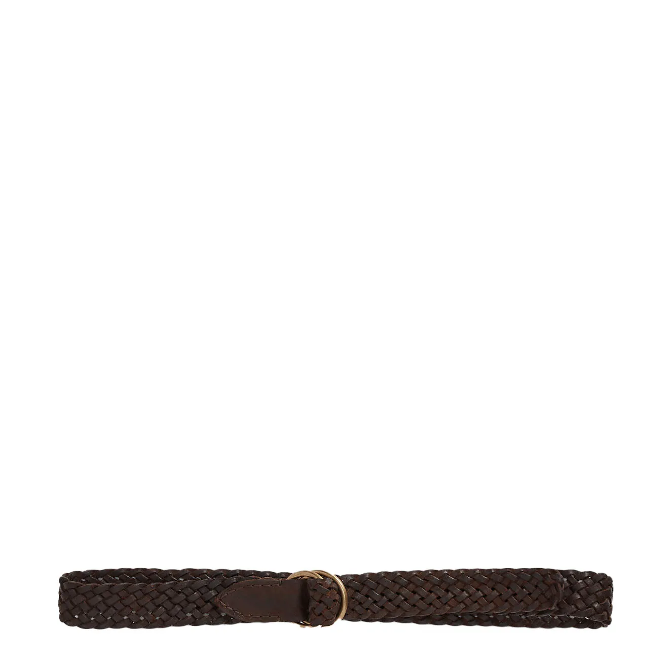 RRL by Ralph Lauren Braided Leather Belt Dark Brown