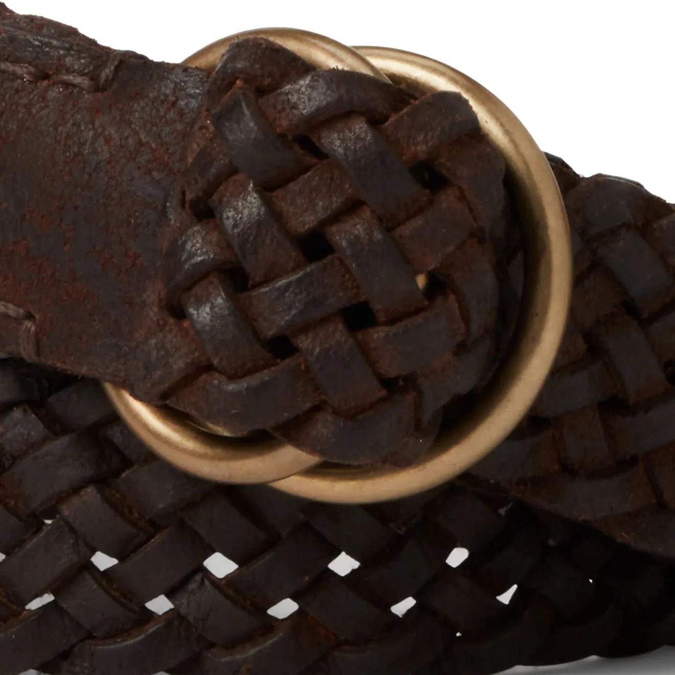 RRL by Ralph Lauren Braided Leather Belt Dark Brown