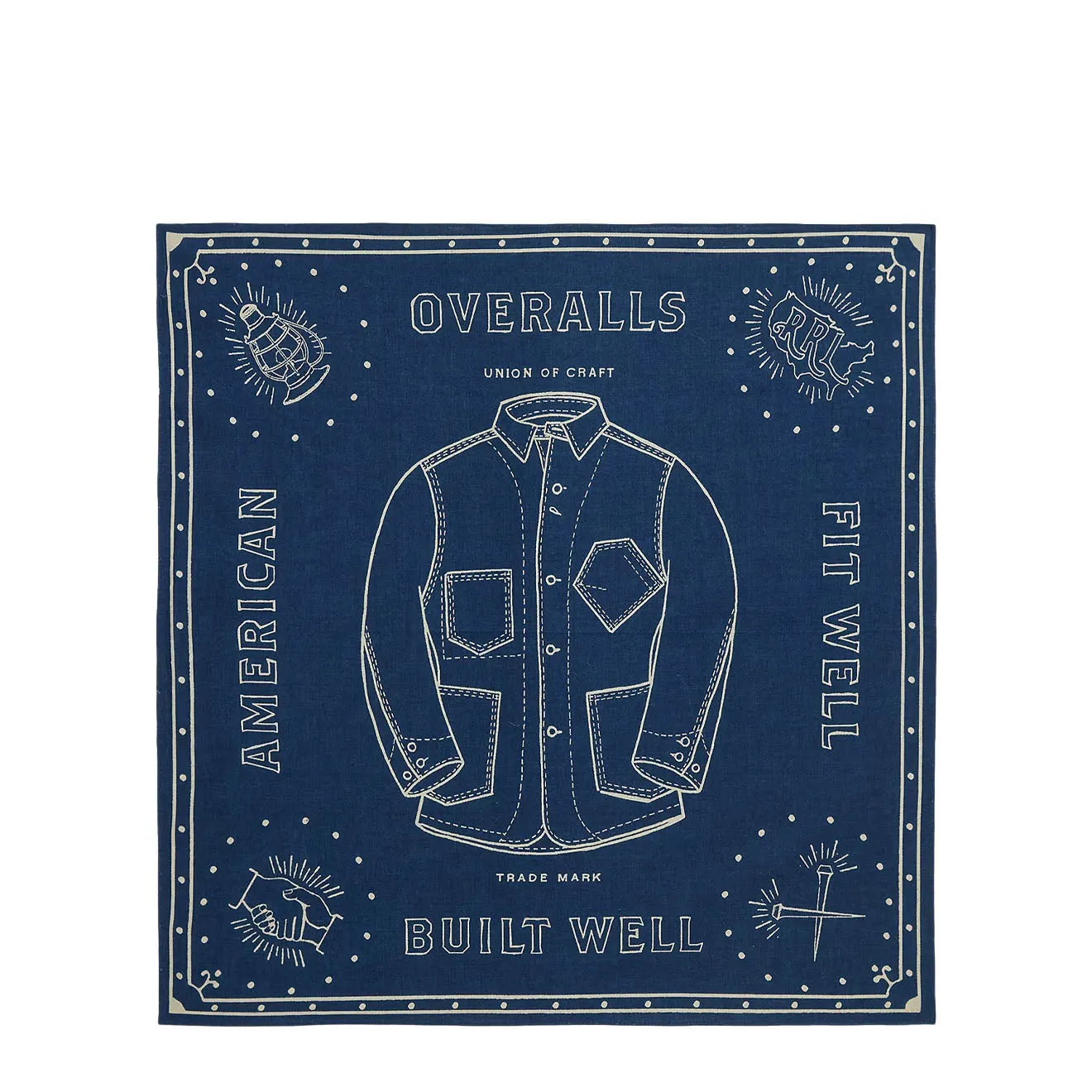 RRL By Ralph Lauren Indigo Cotton Graphic Bandanna Indigo/Cream