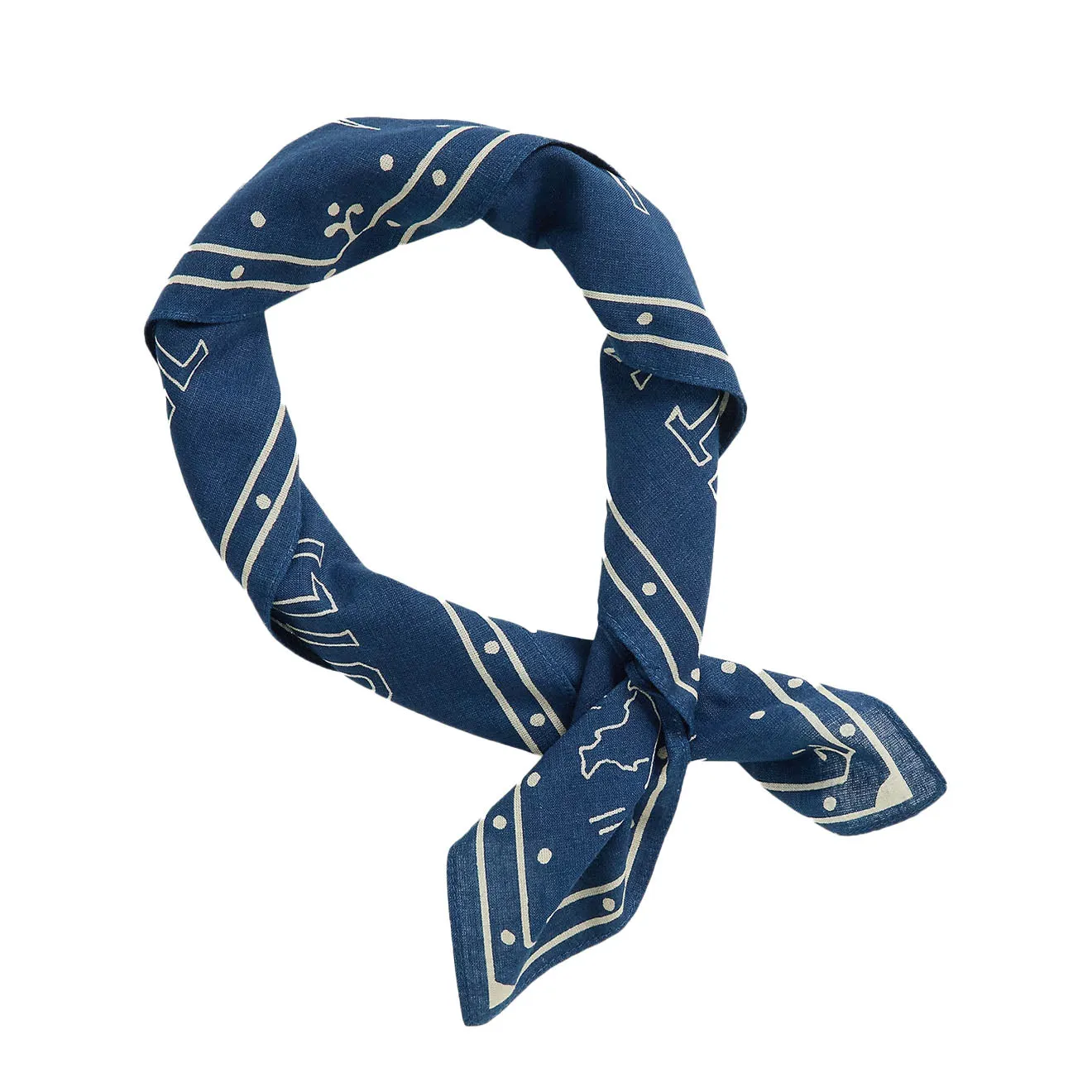 RRL By Ralph Lauren Indigo Cotton Graphic Bandanna Indigo/Cream
