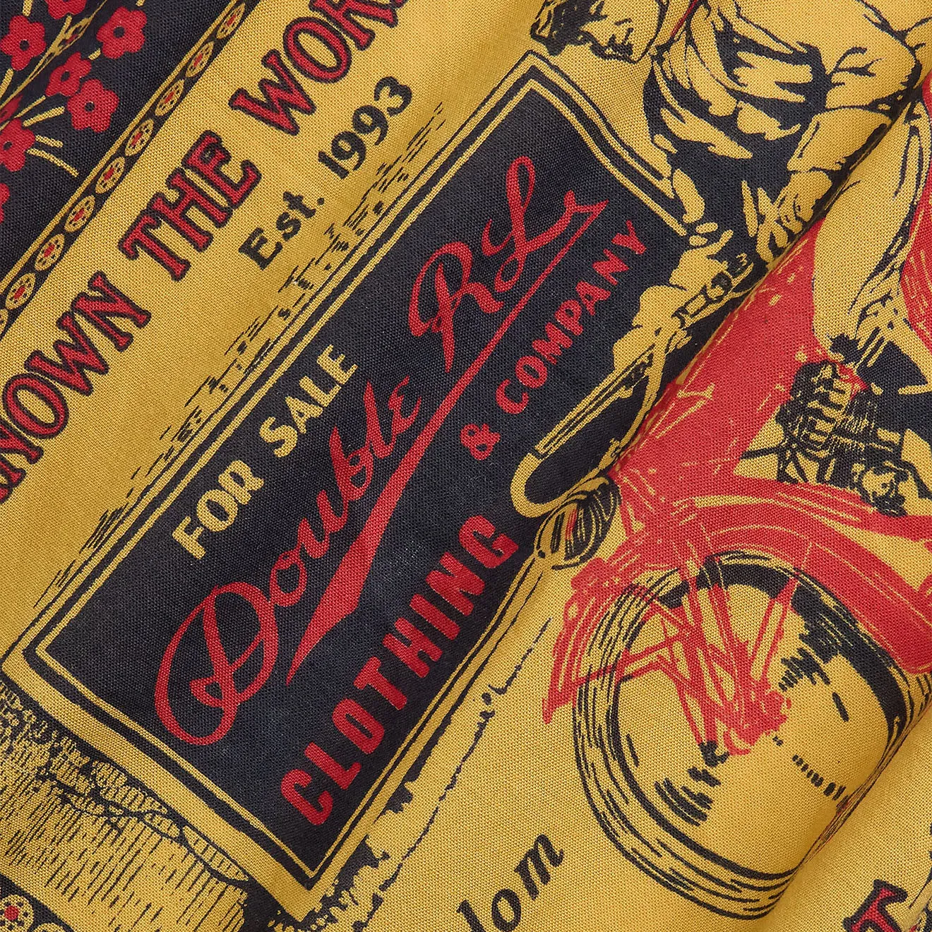 RRL By Ralph Lauren Motorcyclist-Print Cotton Bandanna Navy/Yellow/Red