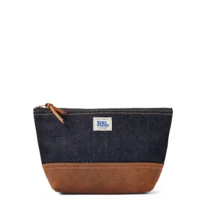 RRL By Ralph Lauren Suede-Trim Denim Pouch Indigo