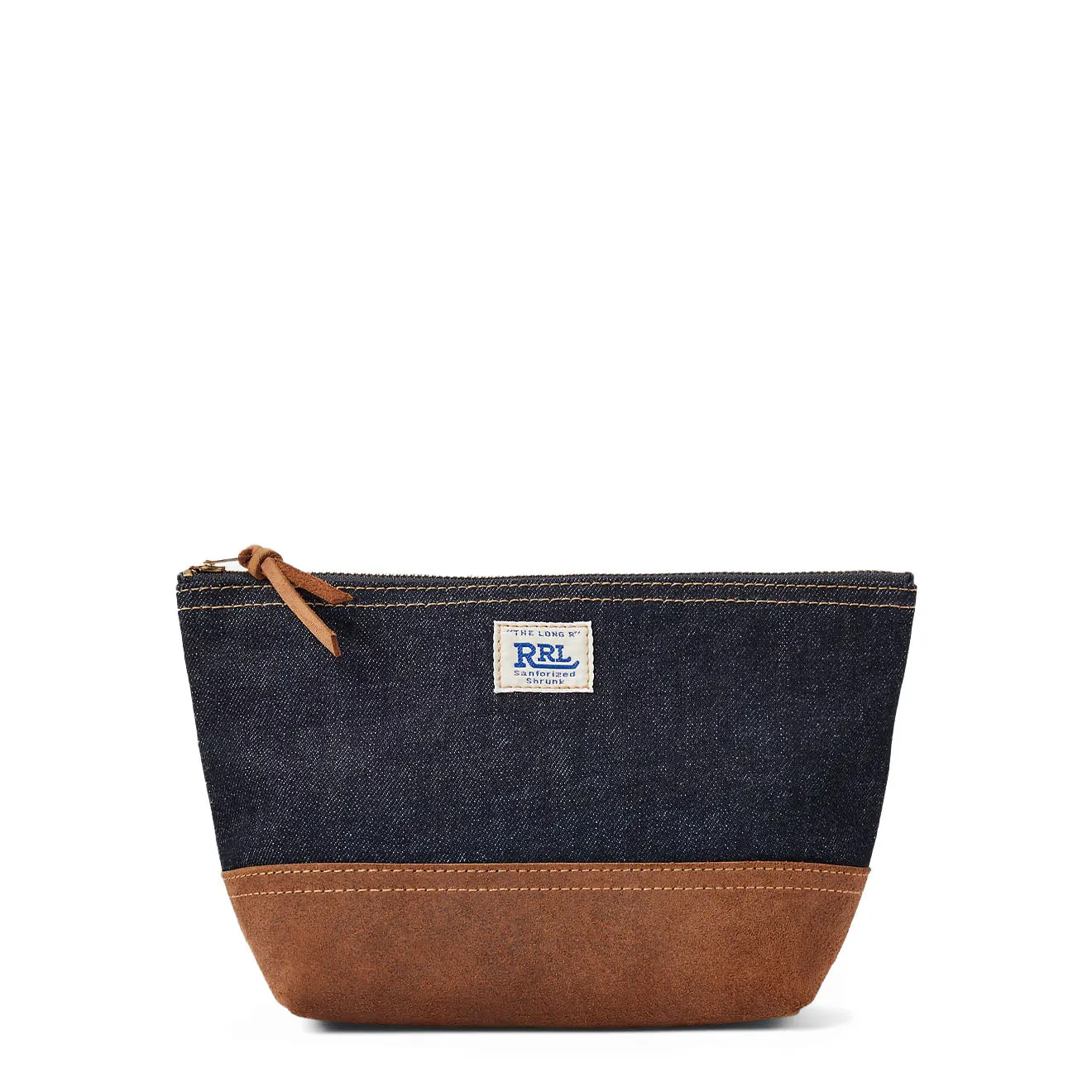 RRL By Ralph Lauren Suede-Trim Denim Pouch Indigo