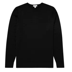 Sunspel Extra-Fine Merino Crew Neck Knit Black
