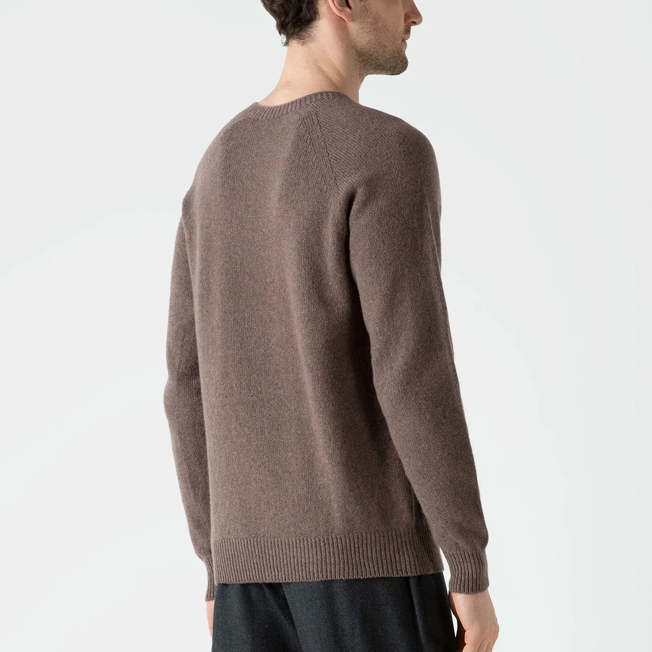 Sunspel Lambswool Crew Neck Knit Cedar