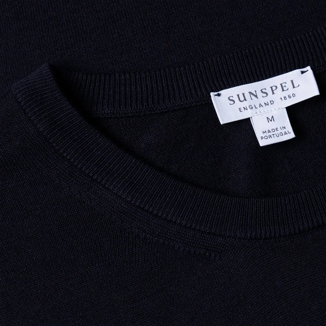 Sunspel Sea Island Crew S/S Knitwear Light Navy