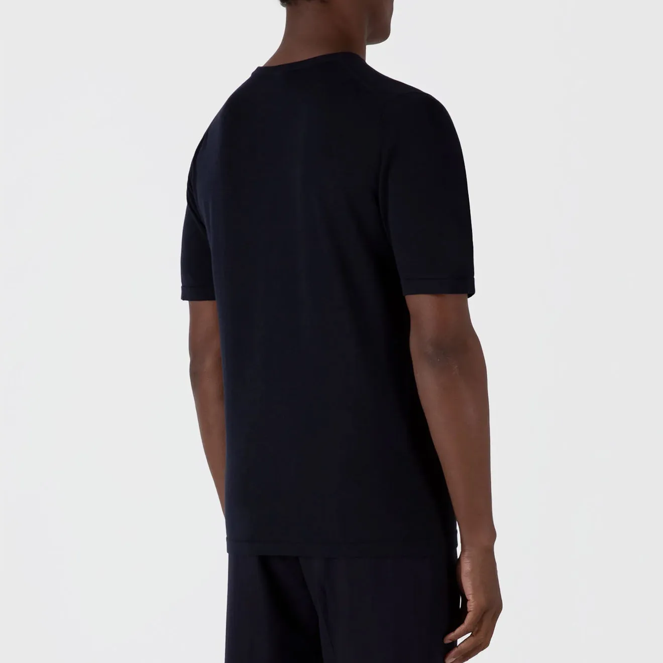 Sunspel Sea Island Crew S/S Knitwear Light Navy